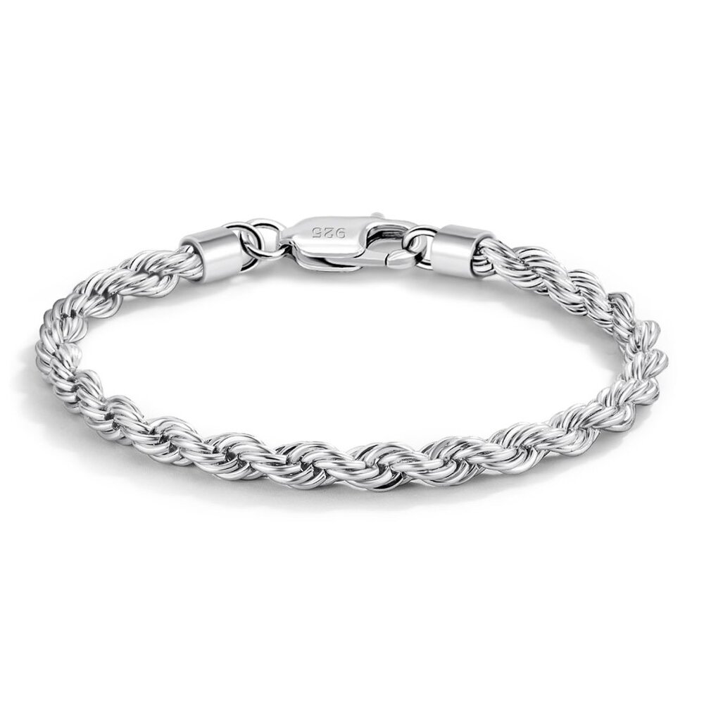 Sterling Silver 5mm Twist Rope Chain Bracelet Unisex Jewelry Gift - Picture 1 of 8